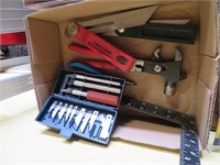 pliers,smalll square,exacto knife kit,adj squares