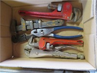 pipe wrenches, pliers, vise grips