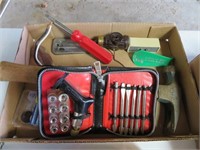 hammer, mini tool set, screwdriver etc