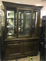 Wood China Cabinet with Slider Doors