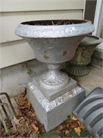 early 3 pc cast iron urn 28" x 20"