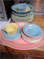 knowles pastel dishes serving bowl & platter