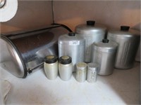 4 pc canister set, s/p, bread box