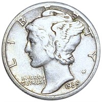 1935-S Mercury Silver Dime NEARLY UNCIRCULATED