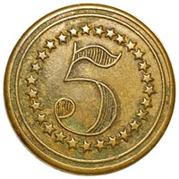 Five Cent Trade Token ABOUT UNCIRCULATED