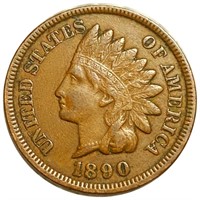 1890 Indian Head Penny ABOUT UNCIRCULATED