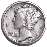 1927-D Mercury Silver Dime ABOUT UNCIRCULATED