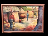 Signed African Life Painting