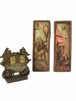 Vintage Metal Bookends and Wall Art