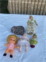 Assortment of antique dolls