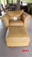 Tan Leather Chair and Ottoman