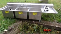 3 Sink Stainless Steel Sink 6ft. 4 inch Long