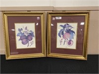 Pair Peach Framed Pictures