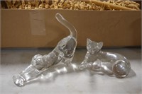 (2) Lenox Crystal Cat Figurines