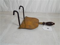Antique Fireplace Hearth Hanging Rack Brass & Iron