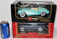2 Diecast Corvettes 1954 & 1957 in Boxes
