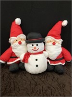 2 Santas, 1 Snowman Puffy Plush