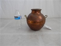 Vintage hammered  copper double handle pot vase