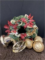 Wreath & Large Gold Ornaments