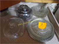 Assorted Glass Platers, Bowls, and Lids