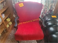 Red Velvet Covered Arm Chair