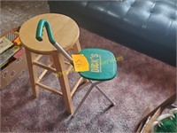Wooden Stool and Cane Seat