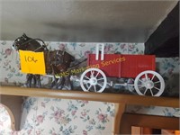 2 Horse and Wooden Wagon