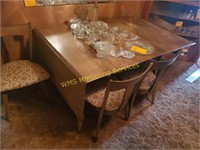 Vintage Dinning Room Table, 4 Chairs, Hutch,
