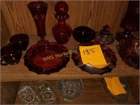 Shelf Contents Red Glass, Coin Glass