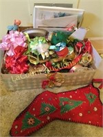 Old Christmas Stocking ribbons , cards,  Ribbons