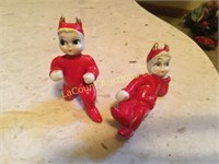 2 small vintage red Devil figures