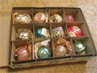 12 vintage Christmas ornaments indents