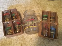 pheasant pitcher & glasses & 4 car glasses