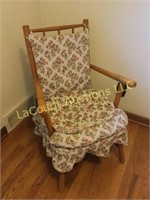 wood chair with floral cushions ruggle