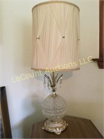 vintage 31" tall table lamp crystal prisms