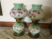 pair painted glass bedroom lamps