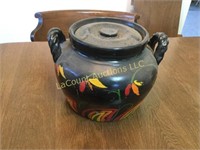 vintage painted bean pot