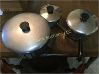 3 copper bottom revereware pots used condition