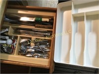silverware and misc w another divided tray