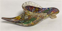 Millefiori Art Glass Shoe Sculpture