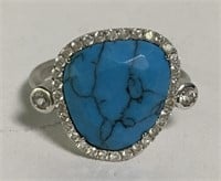 14k Gold Meira T Ring With Blue Stone