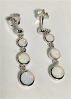 Sterling Silver And Opal Earrings