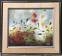 Signed B. Poor Oil On Canvas Of Flowers