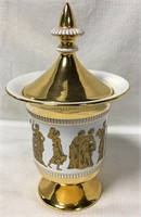 Italy Hand Made Gilt Decorated Jar With Lid