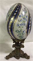 Bronze And Hand Painted Porcelain Egg Sculpture