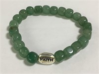 Sterling Silver Faith Bracelet With Green Stones