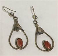 Pair Of Sterling Silver Earrings With Pink Stones