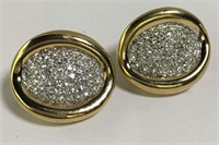 Pair Of Clip Earrings With Clear Stones