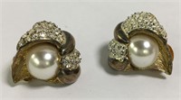Pair Of Clip Earrings With Clear Stones