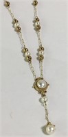 10k Gold And Pearl Pendant Necklace